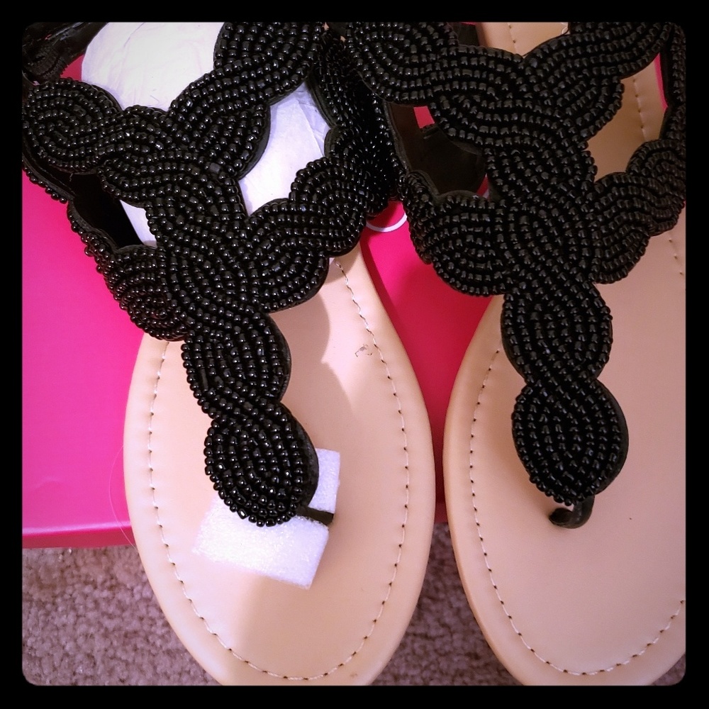 Black beaded sandals